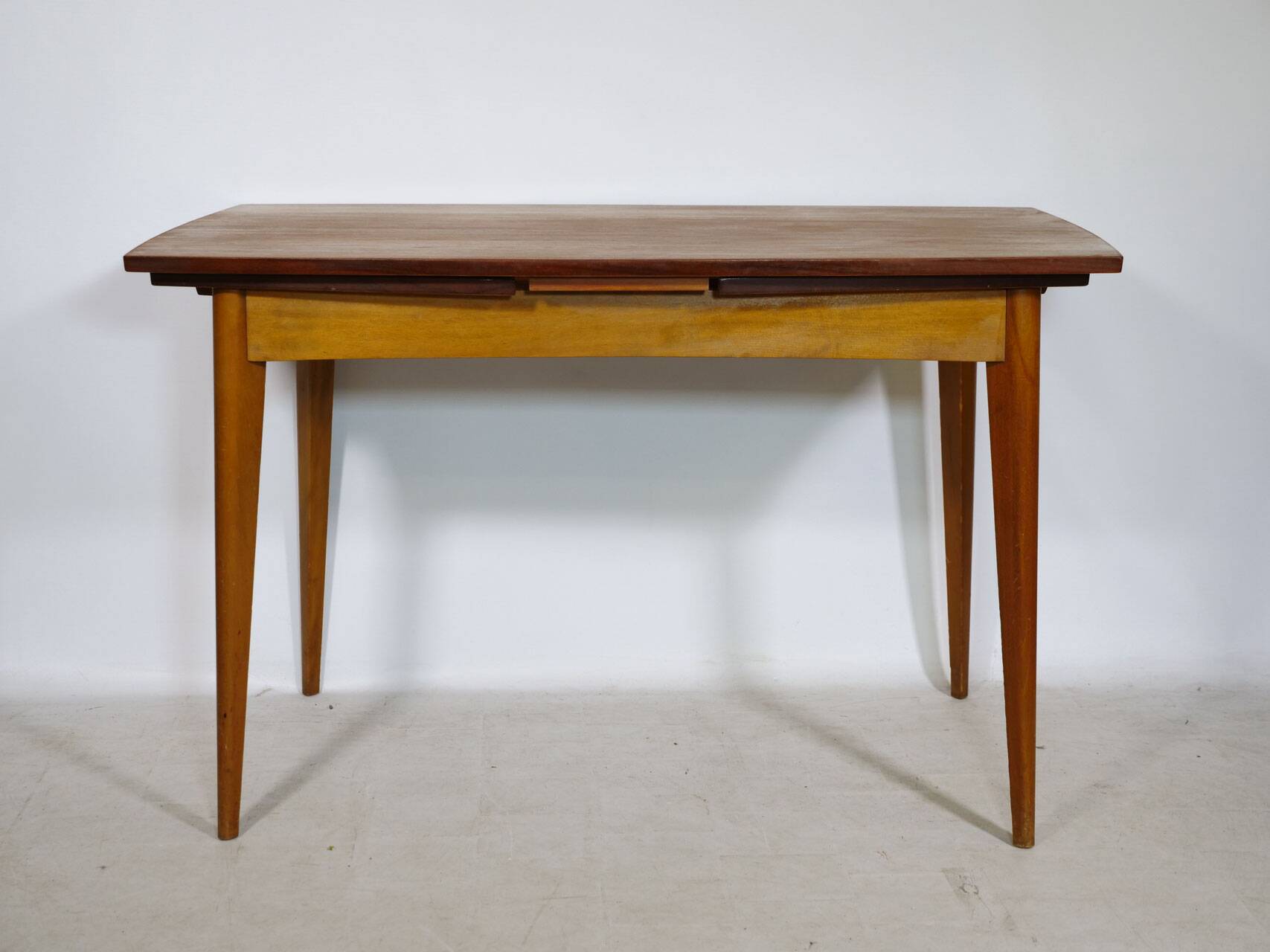 Double-extendable vintage mid-century teak dining table, 1960s