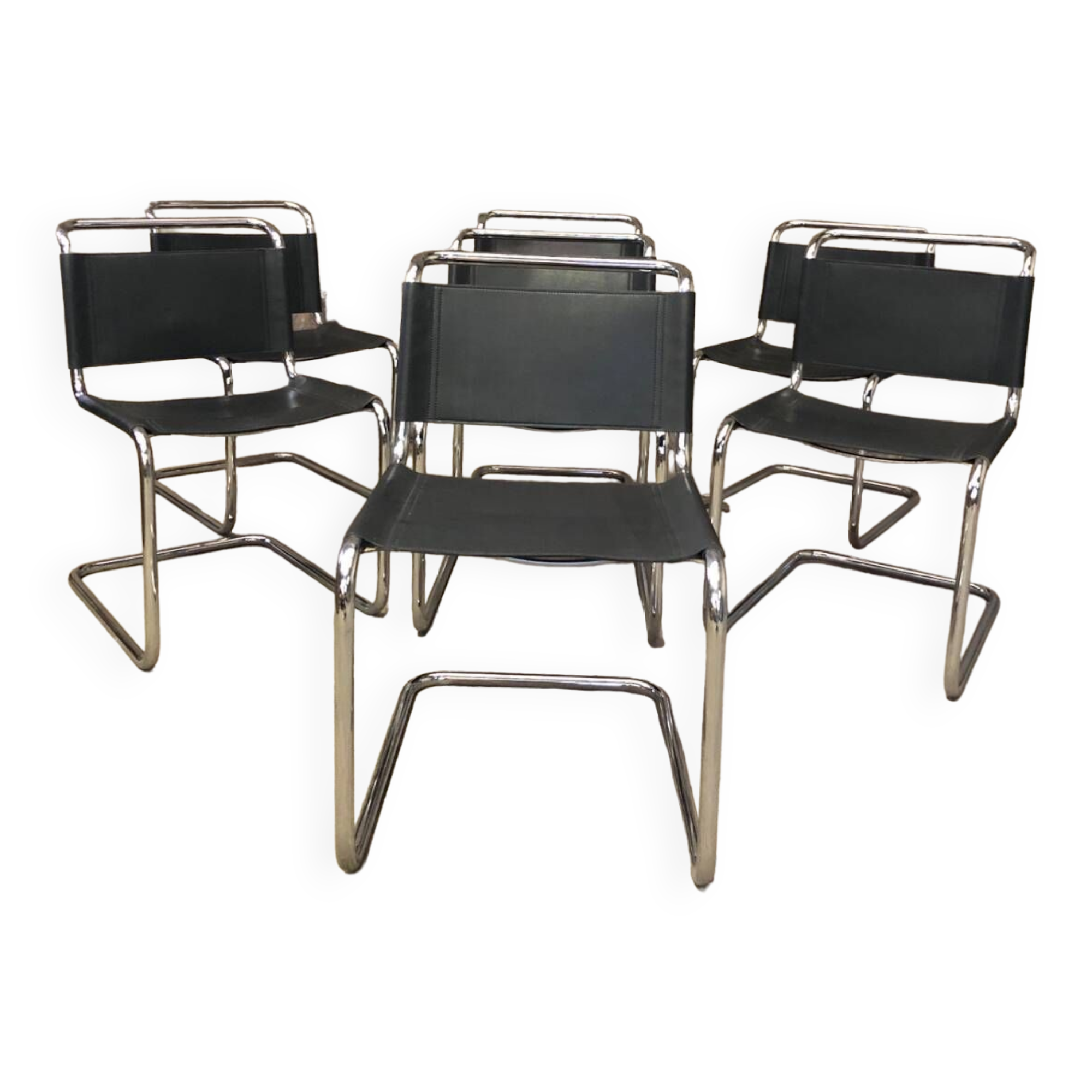 Ensemble de 7 Chaises S33 Mart Stam Circa 1980