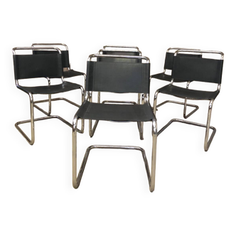 Ensemble de 7 Chaises S33 Mart Stam Circa 1980