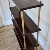 Grande étagère murale en acajou et laiton / années 60