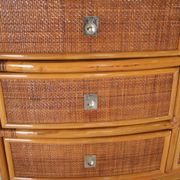 Rattan and brass chest of drawers