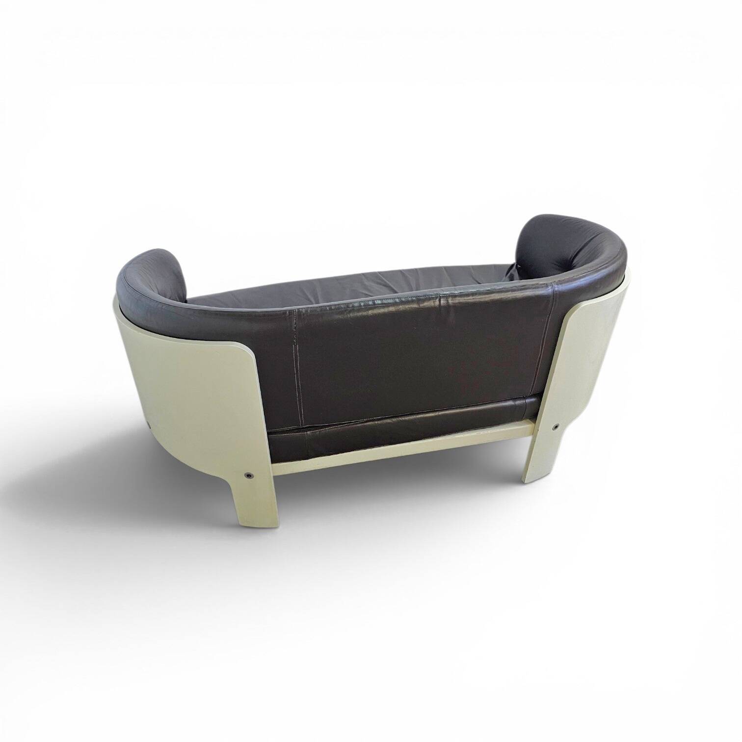 Bz49 sofa by Hans Ell for 't Spectrum / 1970 / dark brown leather