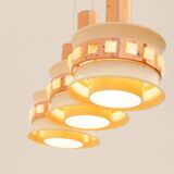 Vintage hanging lamp with three cut glass lampshades, Kamenický Šenov, 1970´s