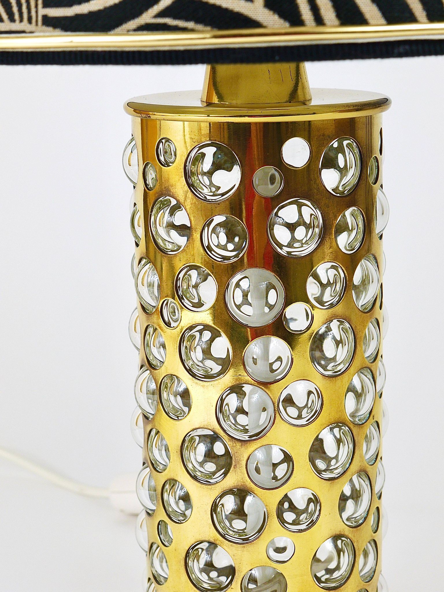 Rupert table lamp by Nikoll mid-century in brass tube and bubble glass, Austria, 1950s.