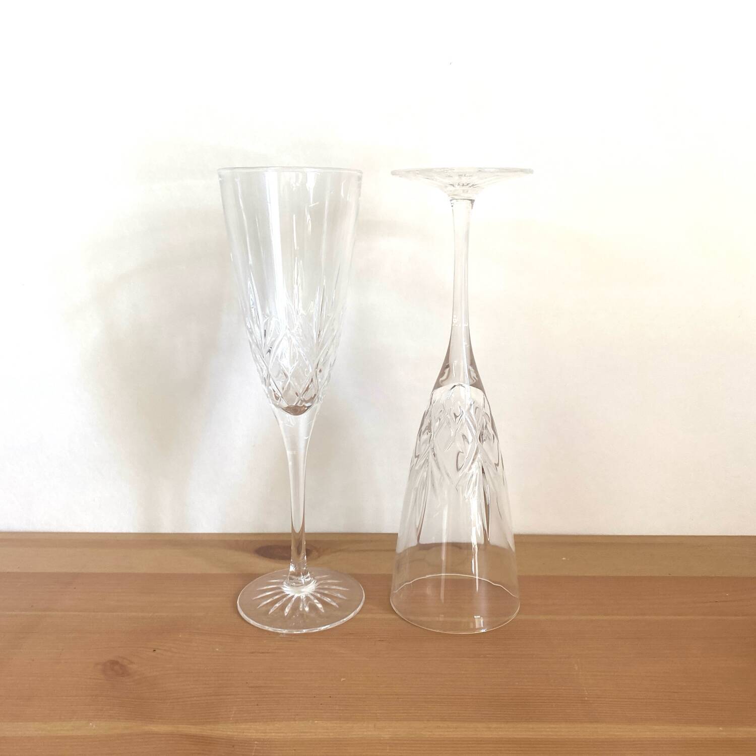 Thomas webb champagne flutes - crystal - roméo model - vintage