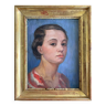 Hsp painting "portrait of a young brunette girl" by marguerite crissay (1874-1945)