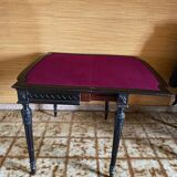Napoleon iii game table console in blacked wood with purple play mat