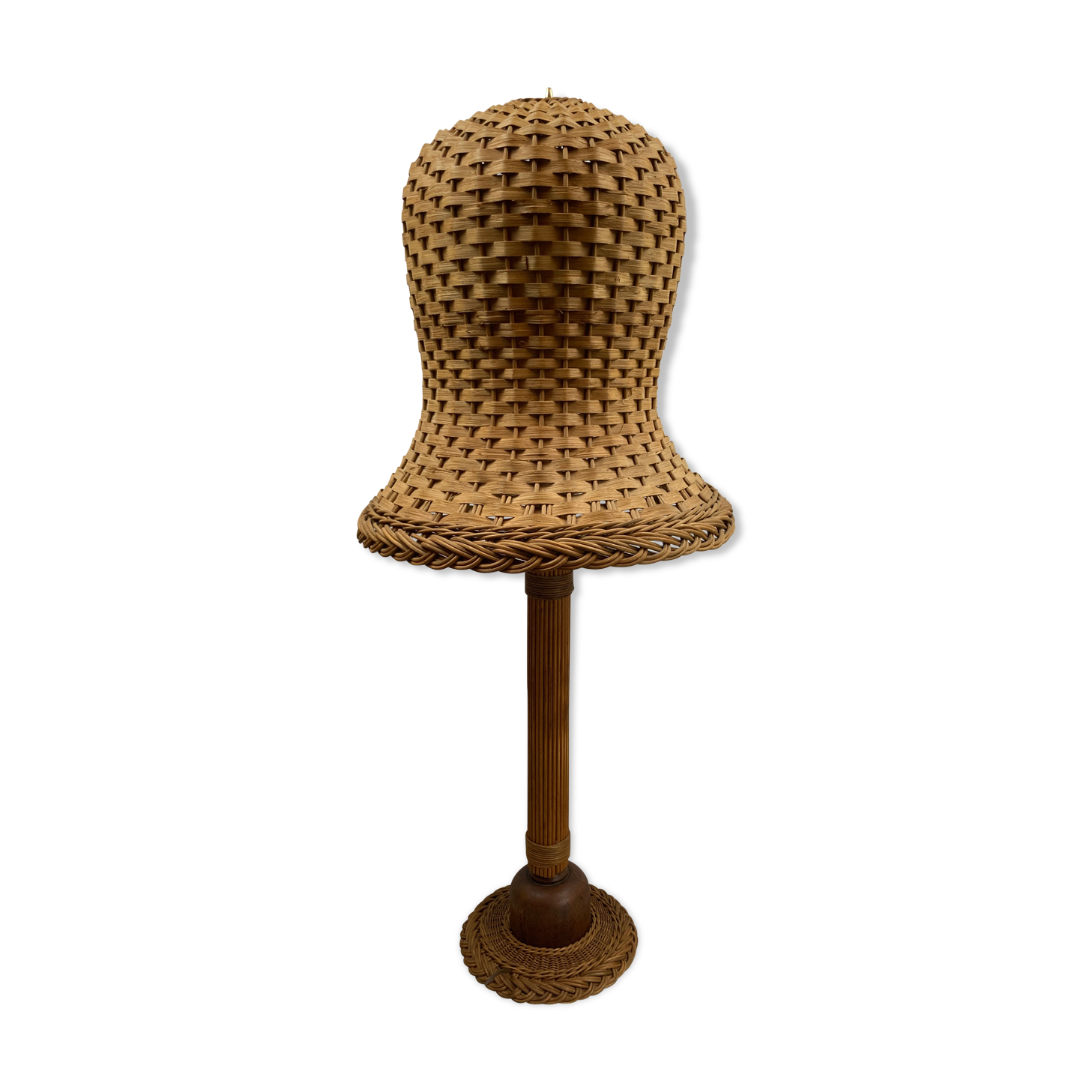 Midcentury Scandinavian rattan wicker mushroom floor lamp, 1960s