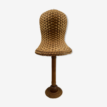 Midcentury Scandinavian rattan wicker mushroom floor lamp, 1960s