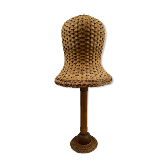 Midcentury Scandinavian rattan wicker mushroom floor lamp, 1960s
