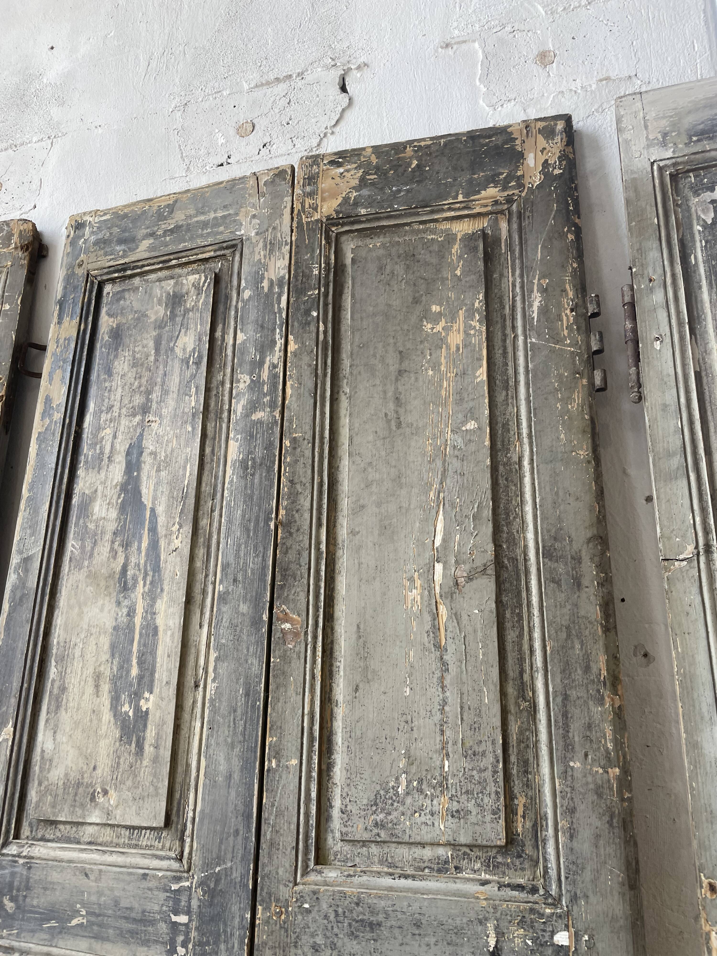 Trio of shutters louvers patina blue gray