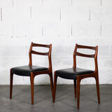 Pair of Scandinavian chairs, teak & imitation leather