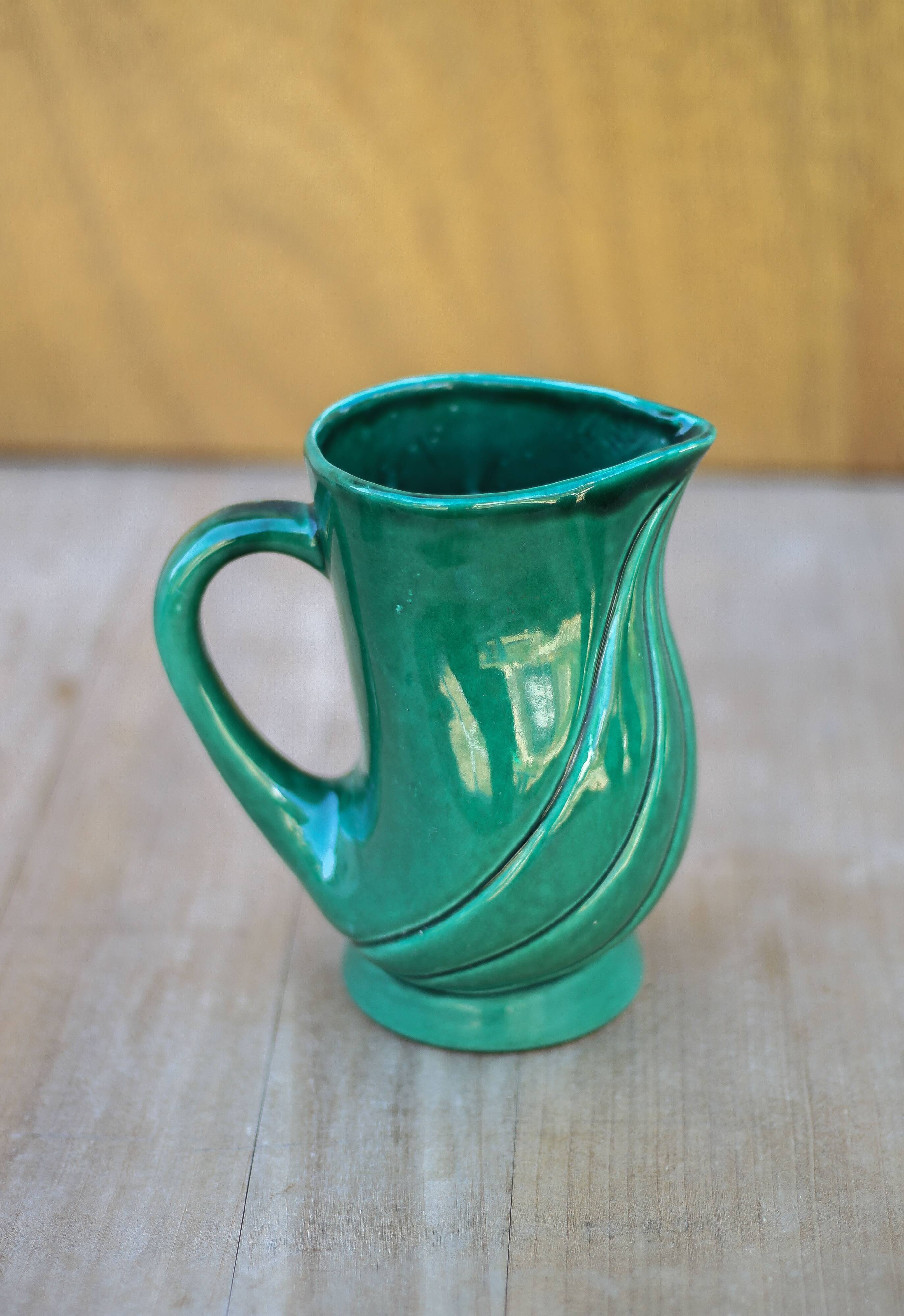 Vintage pitcher, vintage vase, Poët Laval turban model pitcher, PL France, vintage carafe, decoration