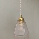 Vintage art deco frosted glass tulip pendant light