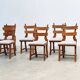 Set of six French brutalist dining chairs