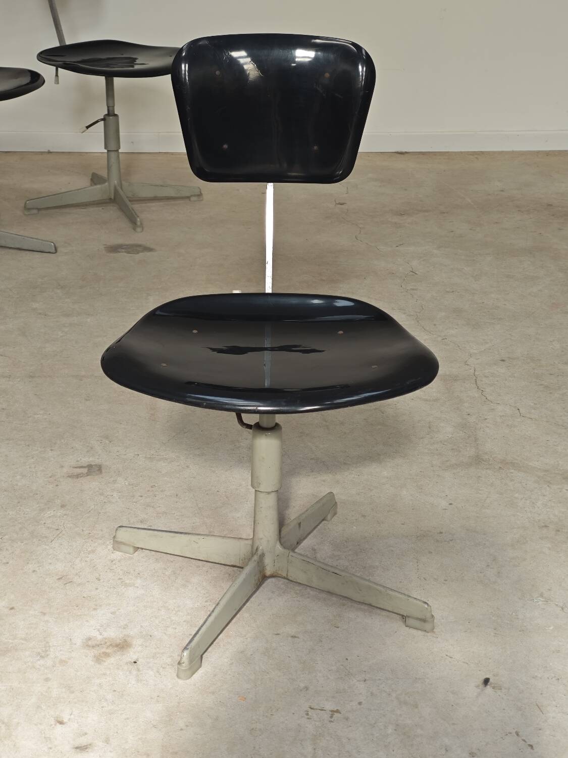 Adjustable industrial chair metal Czechoslovakia 1960