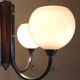 Art Deco chandelier with 4 lights in chrome metal and opaline - 1940s/50s