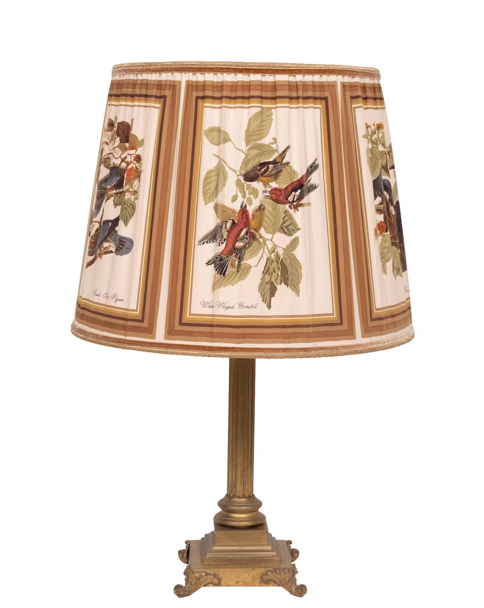 Stunning Tall chunky Bronze Corinthian Column Table Lamp with Bird Shade