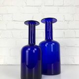 Pair of Danish Holmegaard Gulv vases design Otto Brauer in cobalt blue glass