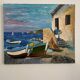 Huile sur toile - village de pecheurs