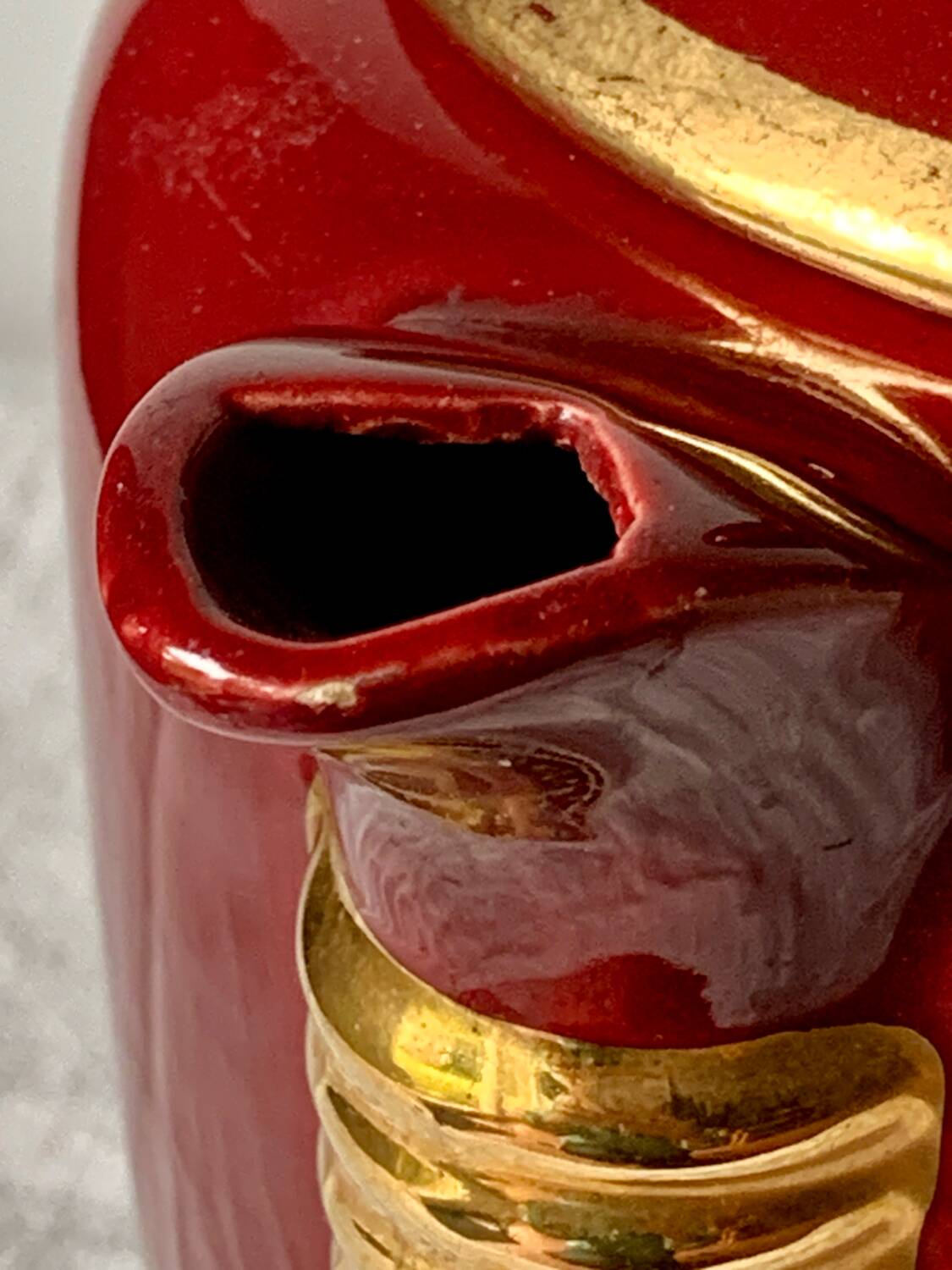 Antique Saint Clément coffee pot in burgundy and gold