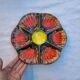 Ceramic oyster dish for 6 Barbotina handcrafted painted and enameled from Vallauris France 1970s