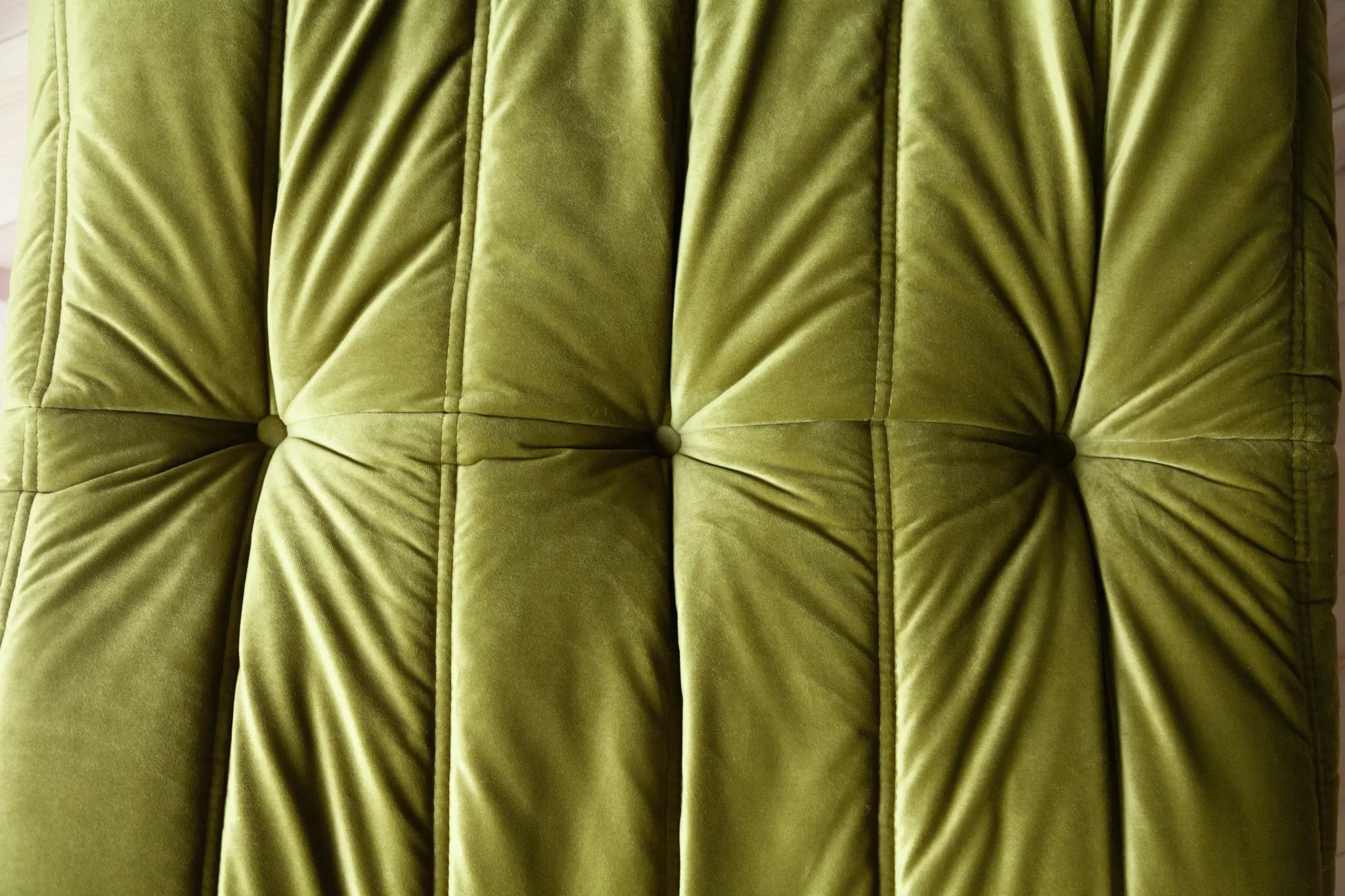 Togo Sofa Corner Green Velvet, France, 70´s