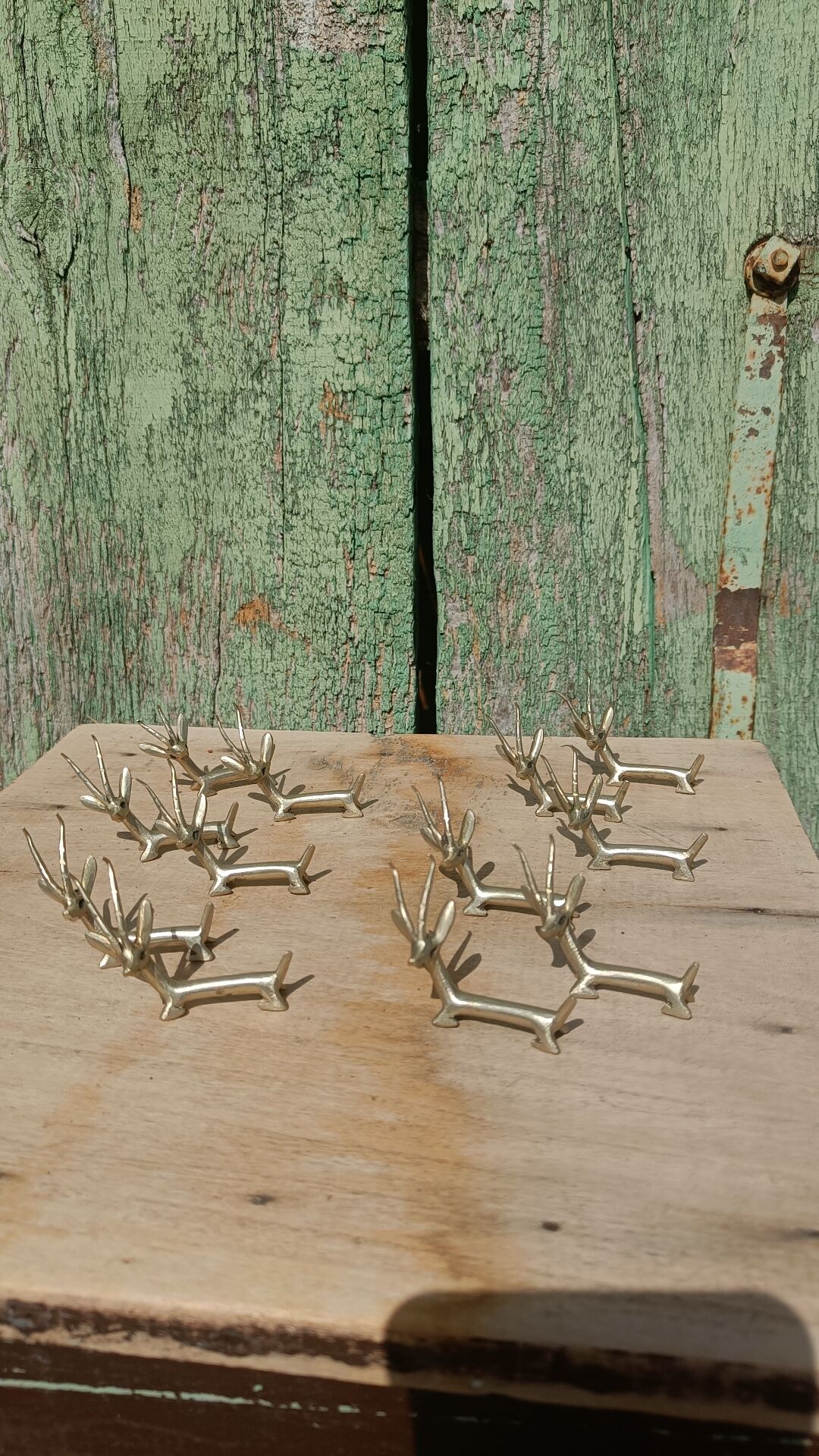 Handcrafted brass gazelle knife rests x12