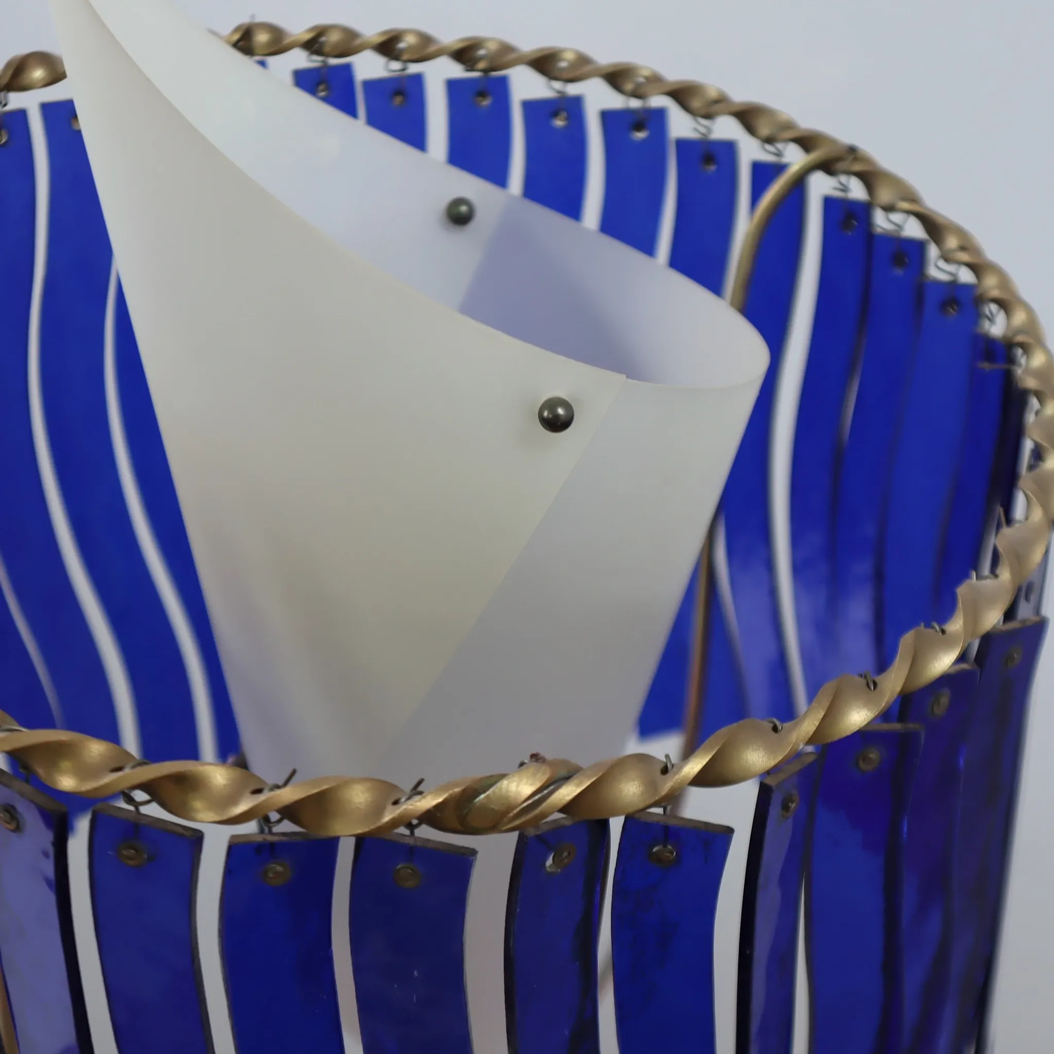 1980s Postmodern Blue Glass & Brass Floor Lamp by Toni Cordero for Artemide