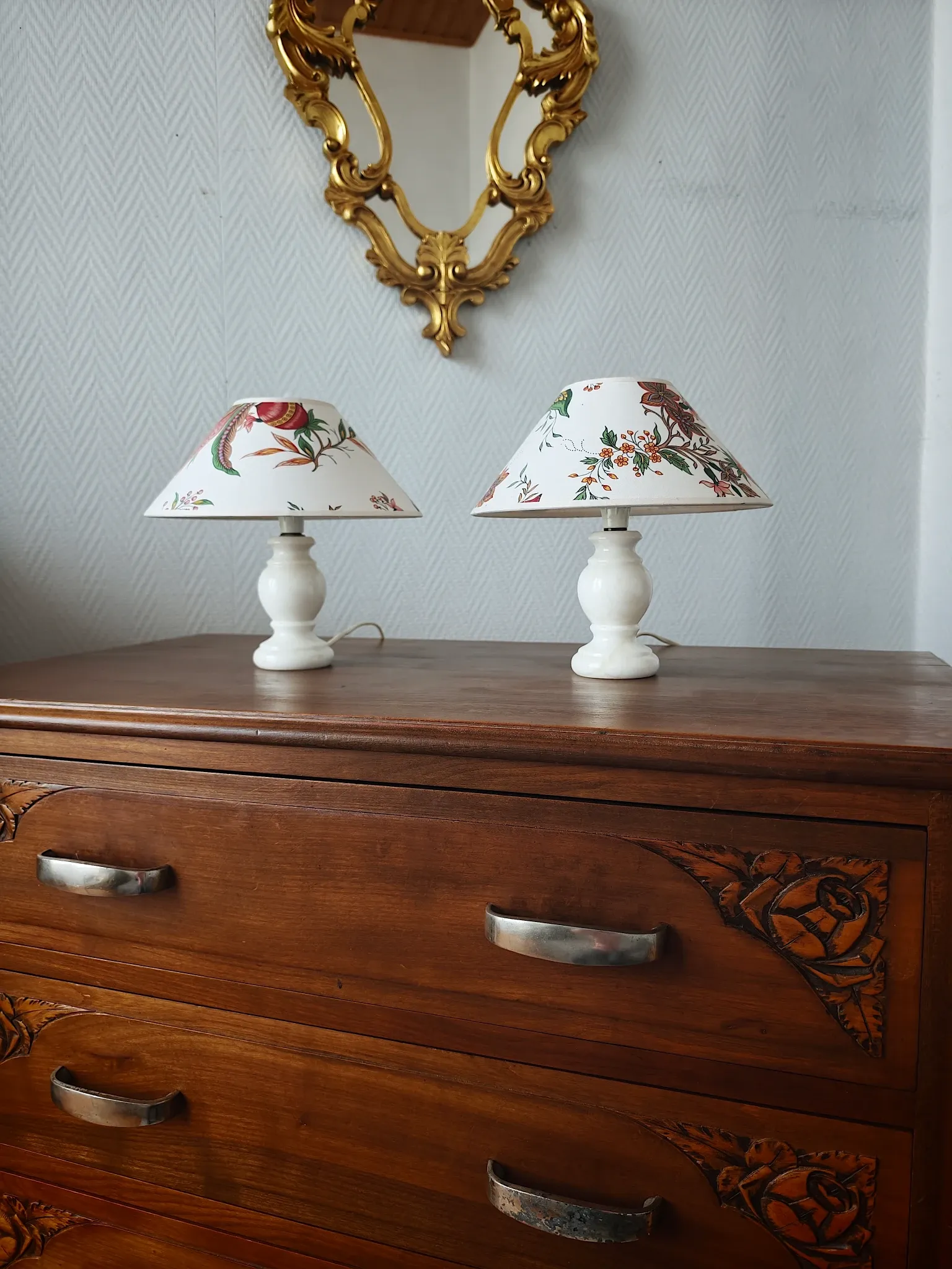 Pair of vintage alabaster lamps