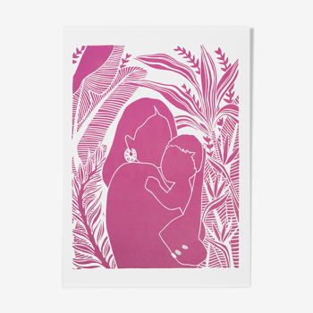 Nugget Fuschia - Linocut