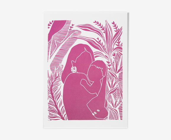 Pépite Fuschia - Linogravure