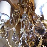 Antique Brass Chandelier with Antique Tassels and Lampshades