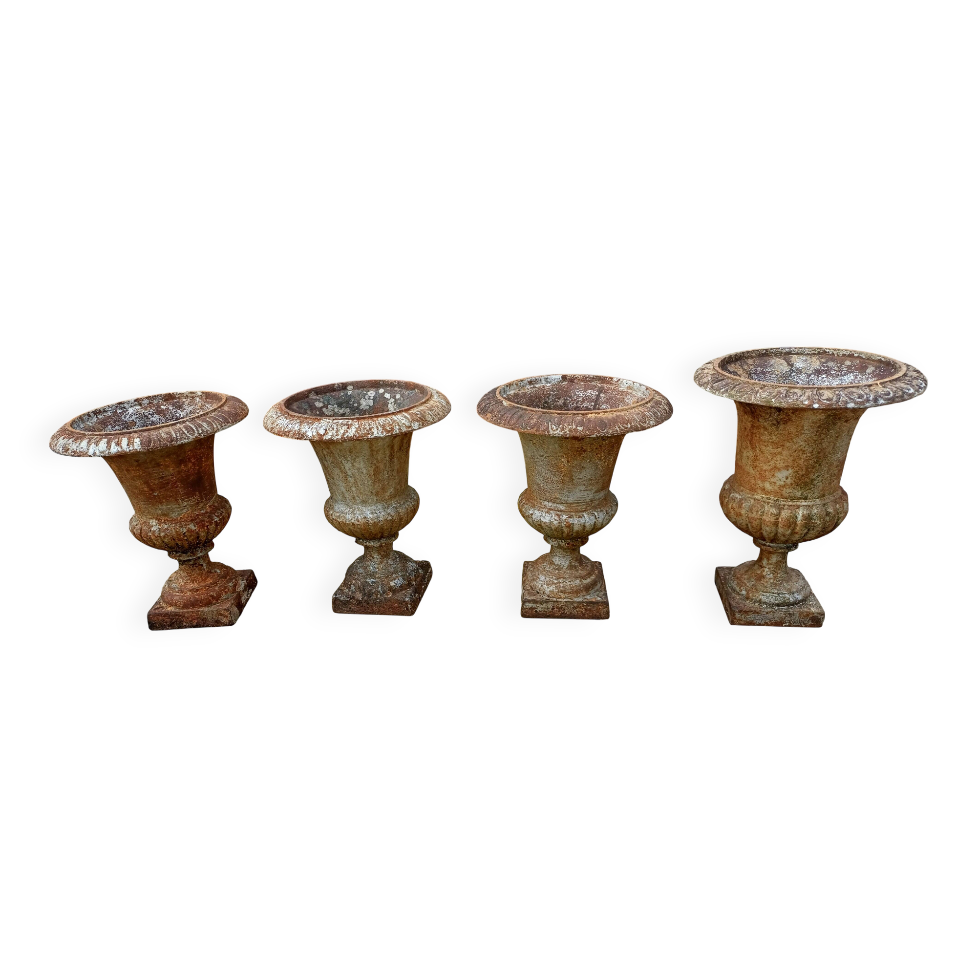 2 Pairs of Cast Iron Medici Vases 1900 Charleville-Méziéres