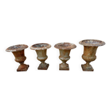 2 Pairs of Cast Iron Medici Vases 1900 Charleville-Méziéres