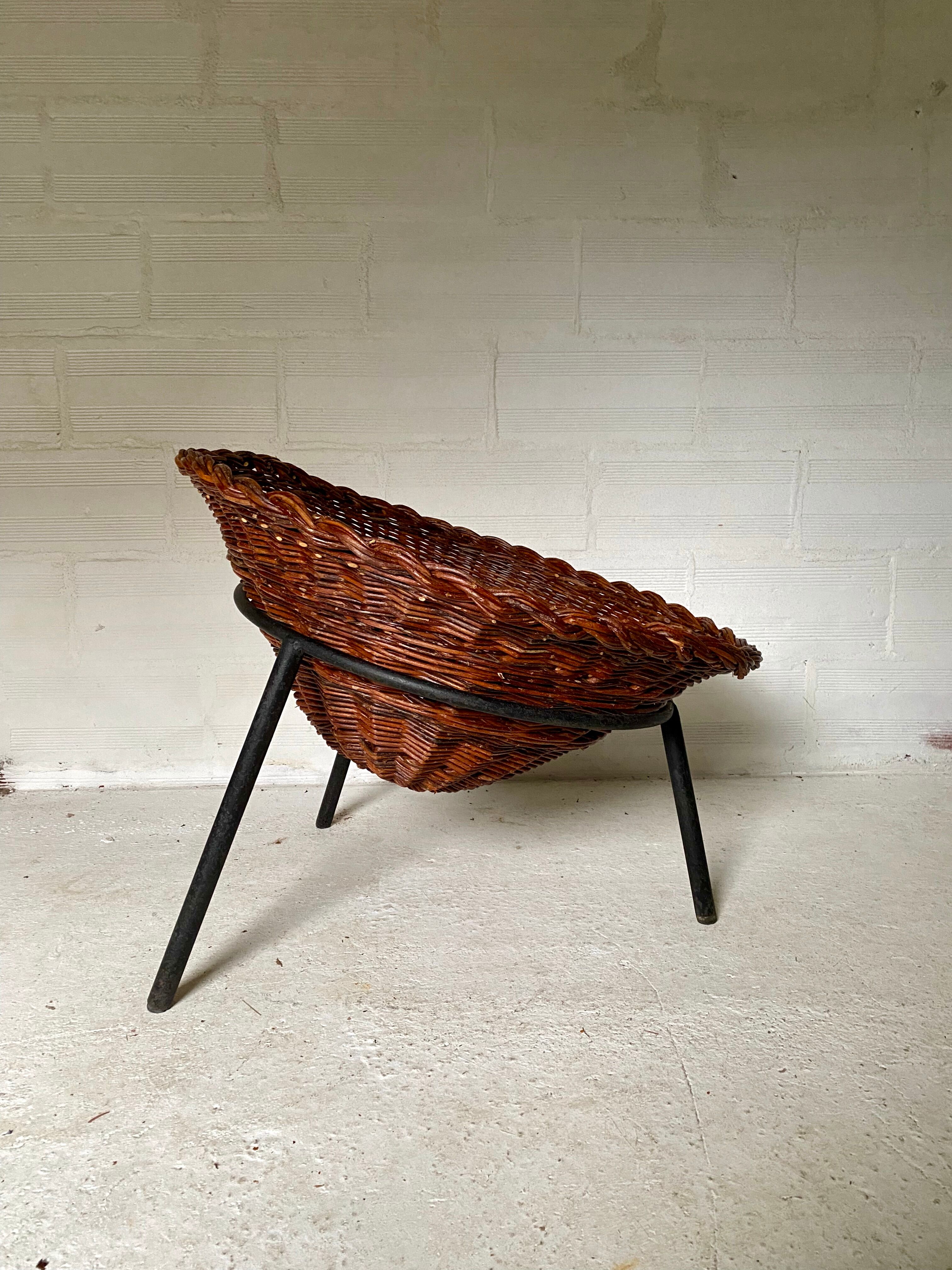 Pair of wicker basket armchairs