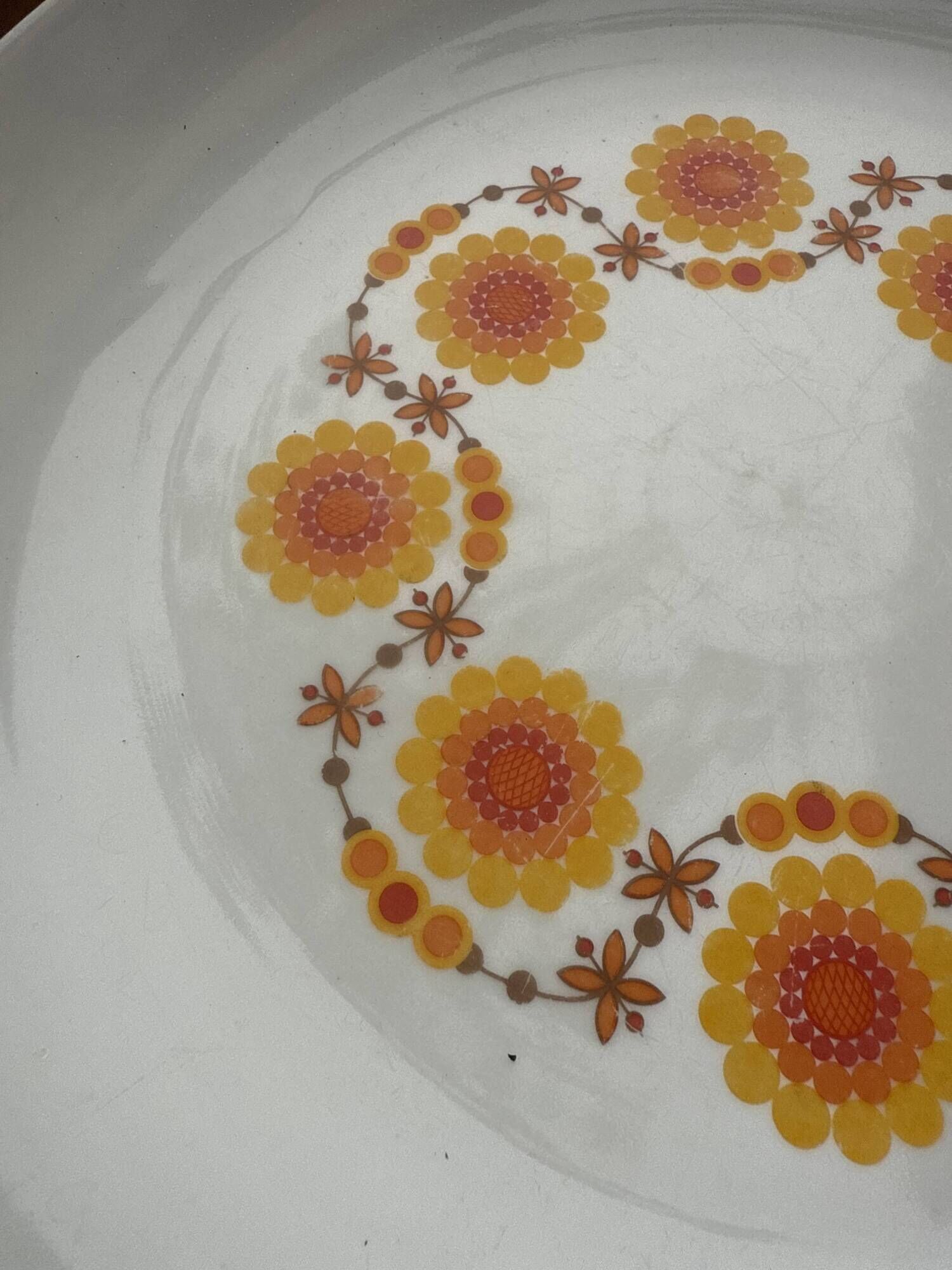 Large plate Schumann Arzberg Bavaria – Vintage orange flowers from the 70s