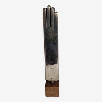 Object of trade, chrome metal glove maker HC Grenoble, 55 cm