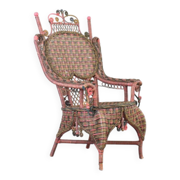 Fauteuil en osier victorien américain de Heywood-Wakefield, années 1910.