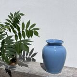 Vase balustre en céramique bleu uni minimaliste