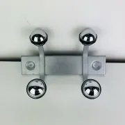 Wall-mounted coat rack, double chrome and grey metal hook, vintage