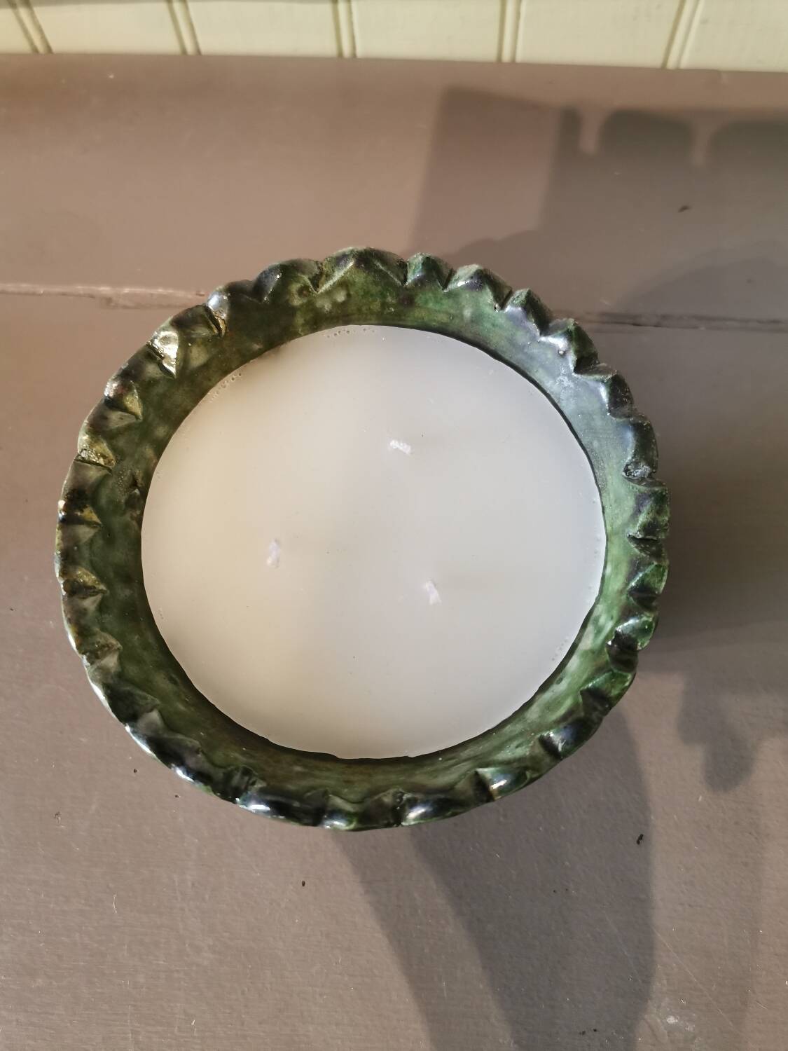 Bougie dans bol Tamegroute. Menthe