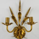 Golden vintage wall lamp, ear of wheat.