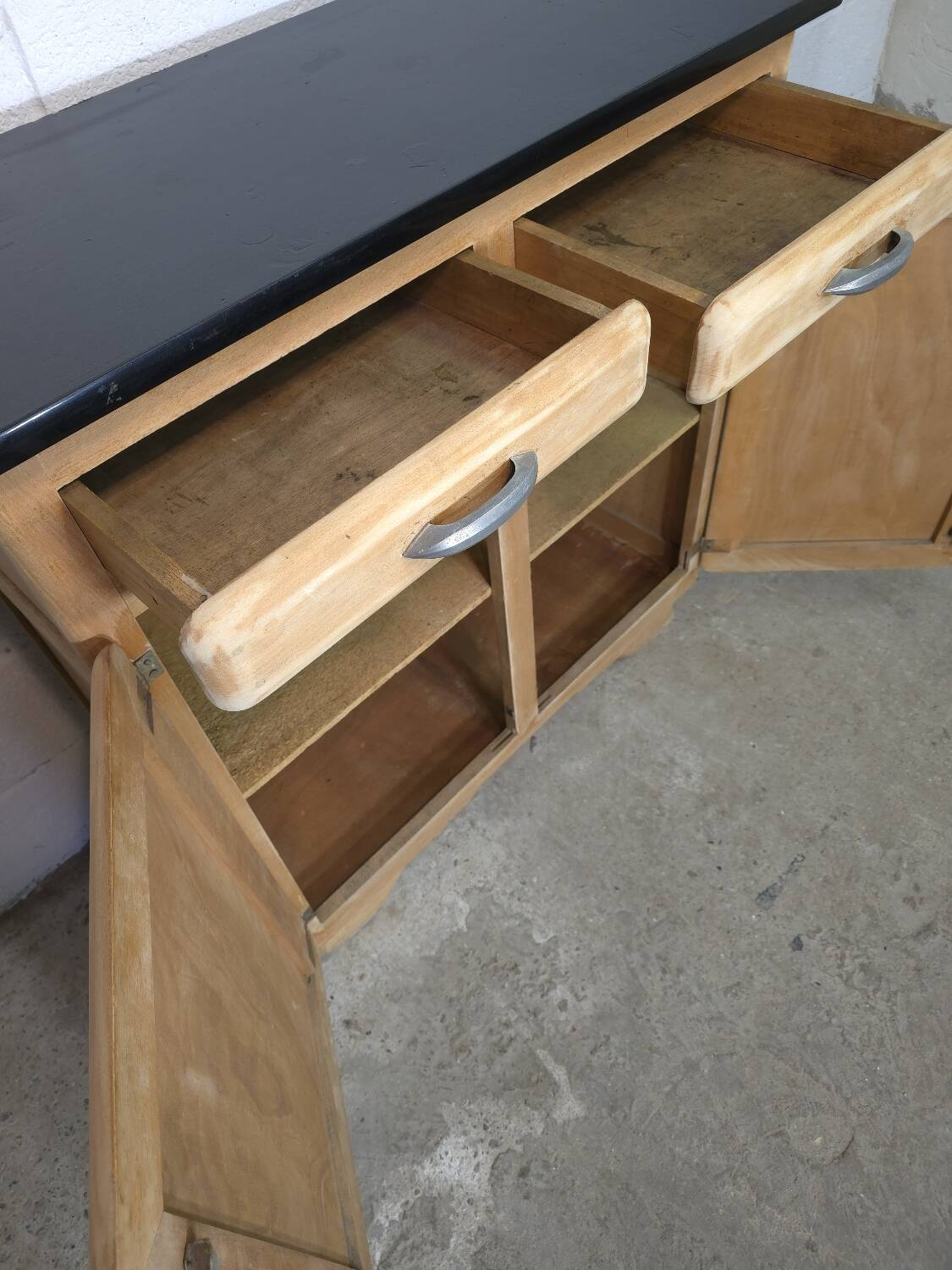 Small kitchen cabinet / small Mado sideboard in raw wood, 1950