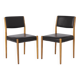Ensemble de 2 chaises allemandes vintage, années 1960, en hêtre, revêtement en similicuir noir, style vintage