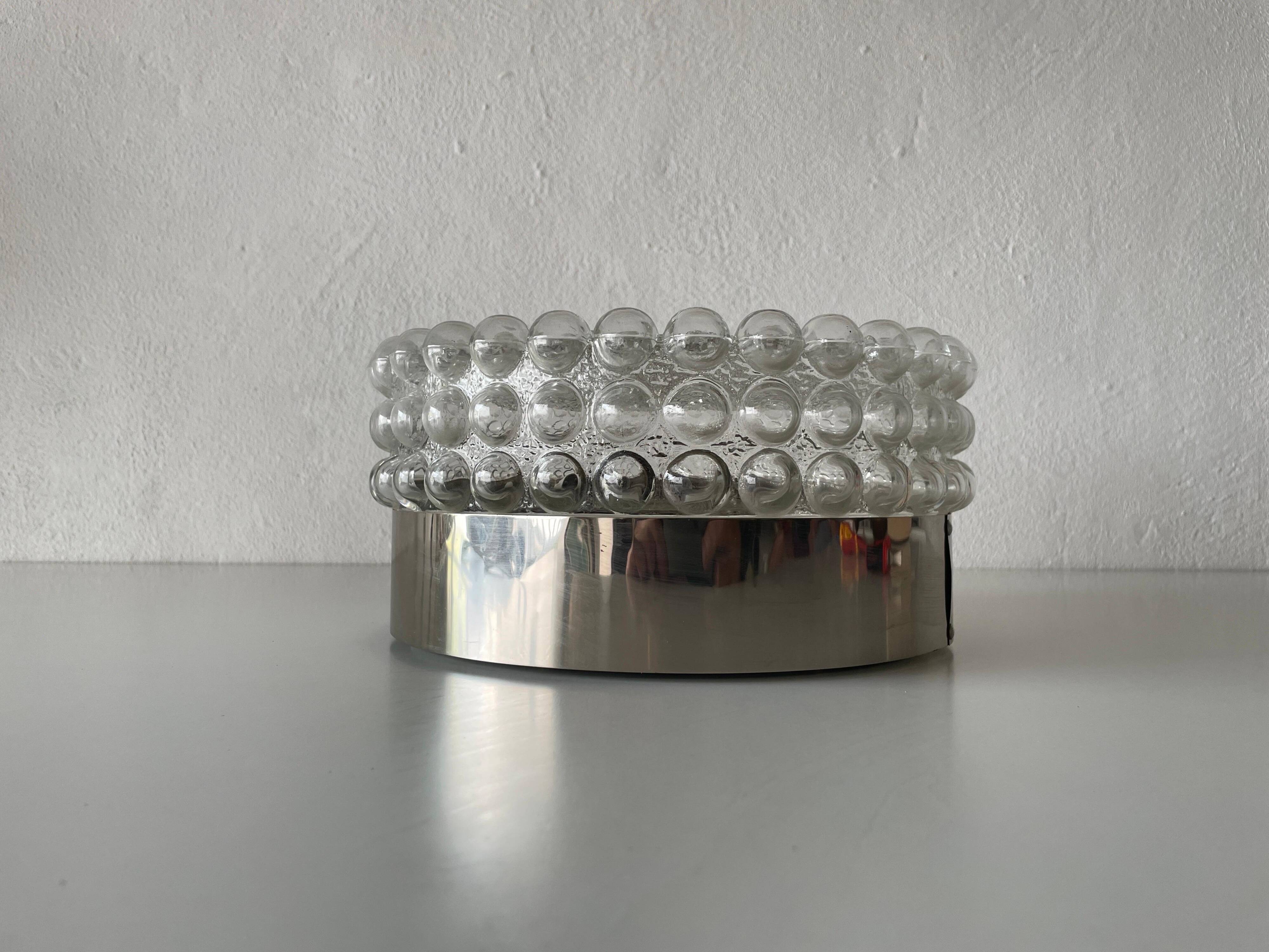 Round bubble glass wall lamp or flush mount by Limburg, 1960s, Germany