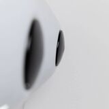 2 Vintage Murano Glass Lamps - White Opaline with Black Inset, Wall/Ceiling, 1980s Memphis Design