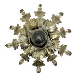 Hollywood regency leaf flower ceiling light flush mount , 1970s
