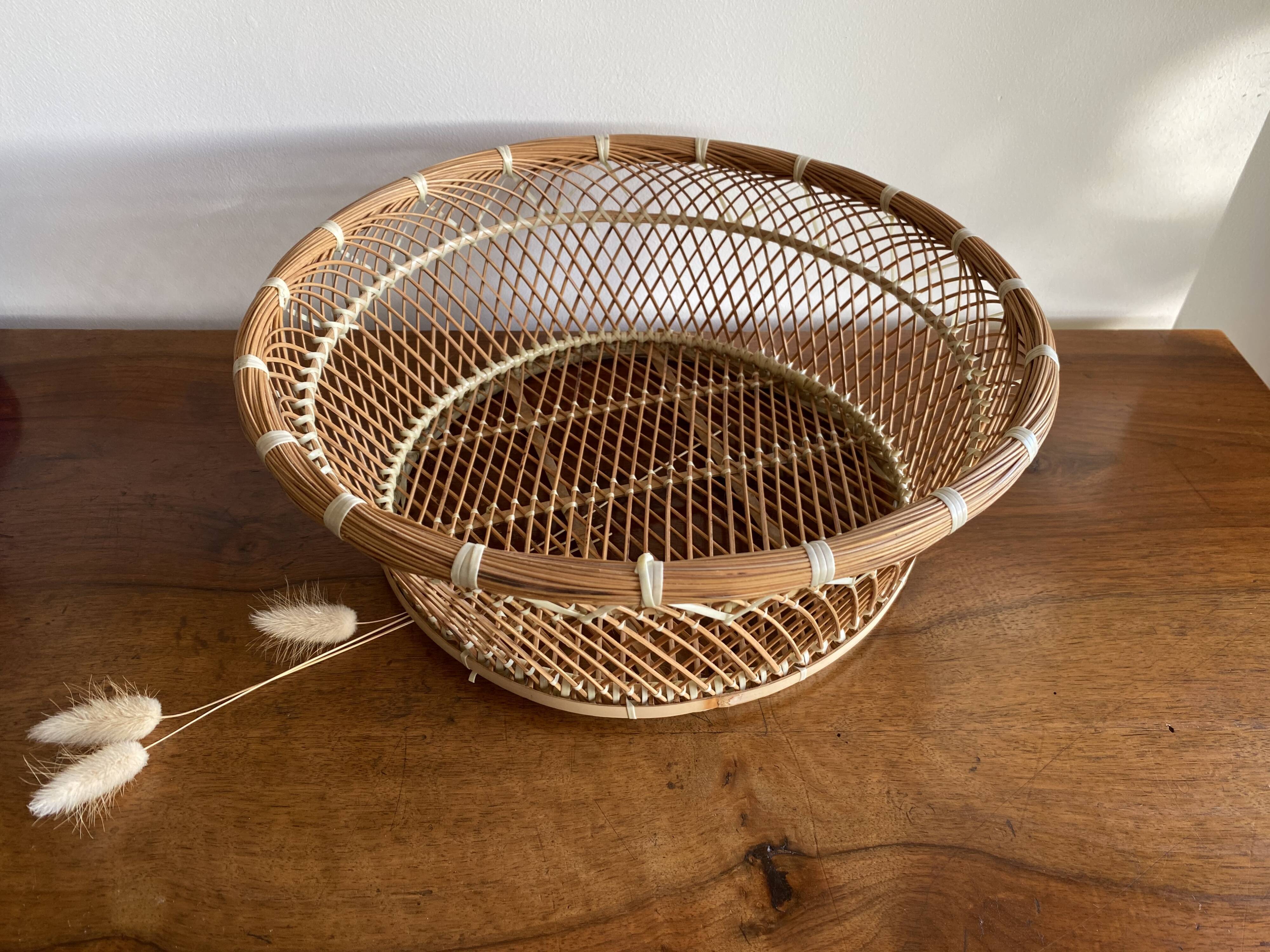 Large XL basket in braided rattan