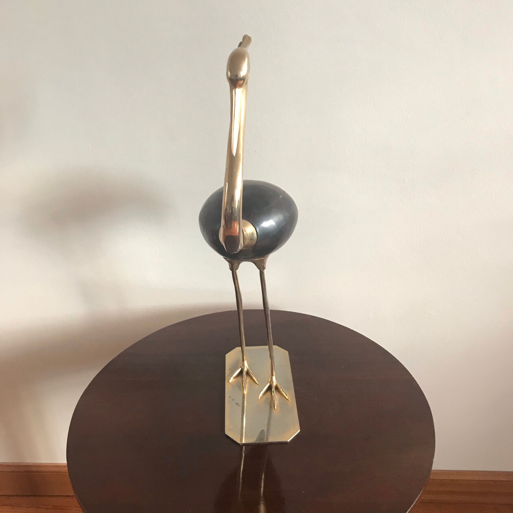 Héron bois et laiton vintage